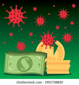 covid 19 coronavirus outbreak collapsed world market and economic crisis vector illustration