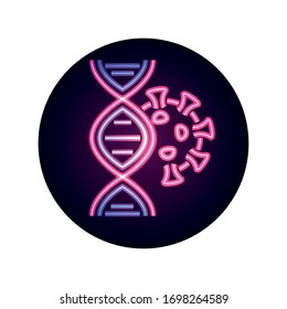 covid 19 coronavirus pandemic pathogen contagious disease vector illustration neon style icon