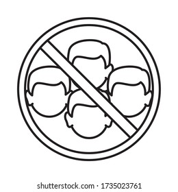 covid 19 coronavirus prevention avoid crowded places vector illustration line style icon