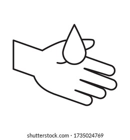 covid 19 coronavirus prevention hand with water drop clean vector illustration line style icon