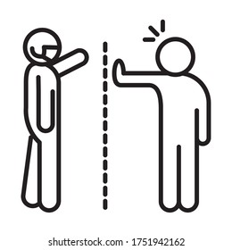 covid 19 coronavirus prevention, keep your social distance, outbreak spreading vector illustration line style icon