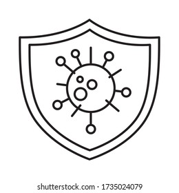 covid 19 coronavirus prevention shield pathogen medical vector illustration line style icon