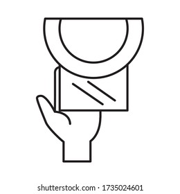 covid 19 coronavirus prevention use paper on hands vector illustration line style icon