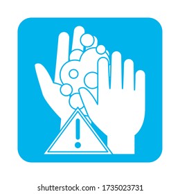 covid 19 coronavirus prevention washing hands warning vector illustration block style icon