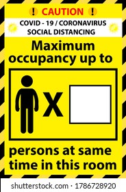 COVID 19 CORONAVIRUS  SIGN MAXIMUM PEOPLE ALLOWED TO ENTRY. KEEP SOCIAL DISTANCING VECTOR IMAGE.
