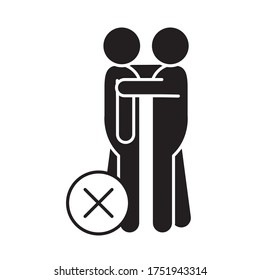 covid 19 coronavirus social distancing prevention, avoid contact with others, outbreak spreading vector illustration silhouette style icon