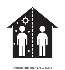 covid 19 coronavirus social distancing prevention, stay at home quarentine, outbreak spreading vector illustration silhouette style icon