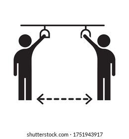 covid 19 coronavirus social distancing prevention, transport public keeping distance to protect, outbreak spreading vector illustration silhouette style icon