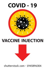Covid 19 coronavirus Vaccination center or centre indicate way to this way sign. A4 size ready to print.