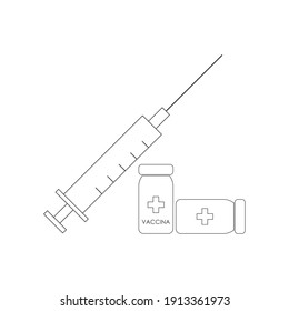 COVID 19, CORONAVIRUS VACCINE WITH SYRINGE ILLUSTRATION VECTOR
