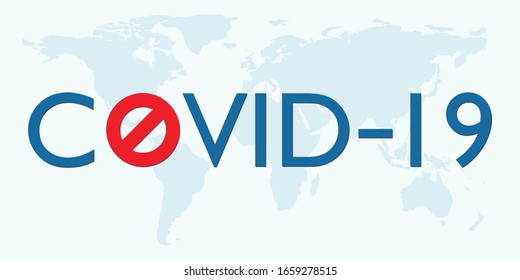 Covid 19 Coronavirus vector icon sign banner on world map. Stop Novel Coronavirus outbreak covid-19, 2019-nCoV symptoms in Wuhan China.vector illustration.