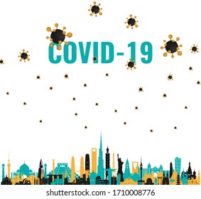 Covid 19 Coronavirus vector icon sign banner.Coronavirus outbreak covid-19 2019-nCoV symptoms in the world.