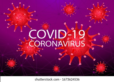 Covid 19, Covid-19 Pandemic Global Connection Links Warning Coronavirus, Virus Symbol Warning Vector Illustration. 