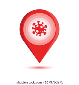 covid 19 danger zone red pin marker