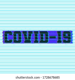 Covid 19 in glitch-Effekt Text Vektorart
