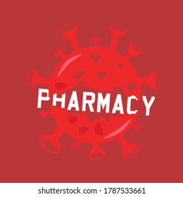 Covid 19 icon pharmacy text