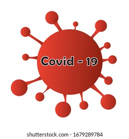 Covid 19 icon vector in red with white background for medical usage.