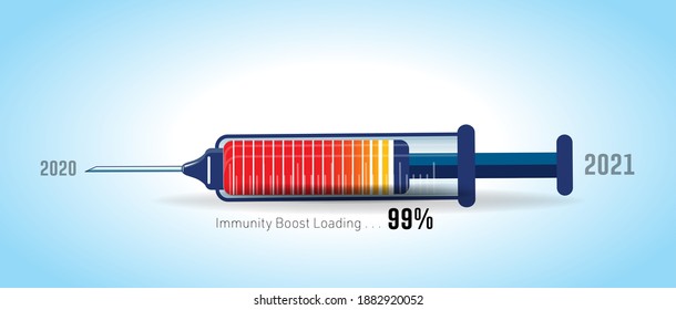 Covid 19 immunity injection vaccines. enhance Immunity. growth boost concept ideas vector illustration