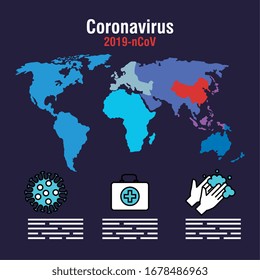 covid 19 infografía con diseño de mapas mundiales e iconos vectoriales