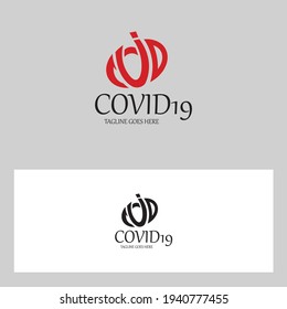 C.O.V.I.D 19 logo design template. Vector illustration
