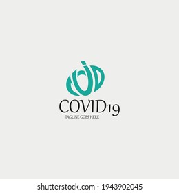 C.O.V.I.D 19 logo design template. Vector illustration