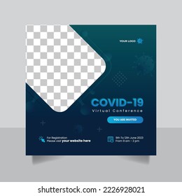 Covid 19 medical business marketing banner for social media post template