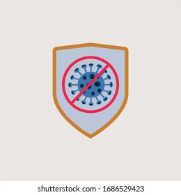 Covid 19 molecule in shield. Stop coronavirus. Covid 19 molecule.