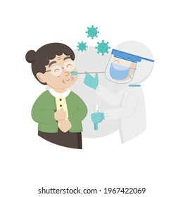 Covid 19 nasal swab test flat illustration.