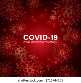 Covid 19 novel coronavirus pneumonia in front of virus background design of 2019 ncov cov coronavirus infection corona epidemic and medical theme Vector illustration