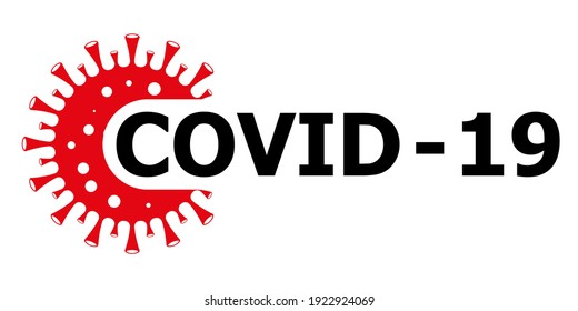 COVID 19 auf der Weltkarte. Gefährliche Virenentzündung. Bild des Logo-Konzepts einzeln auf weißem Hintergrund. Illustration eines gefährlichen Virus-Symbols. Bleib zu Hause! Vektorgrafik