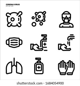 COVID 19 Pandemic - Coronavirus Disease icons with line style, suitable for any purposes, like website, poster, infographics, and print