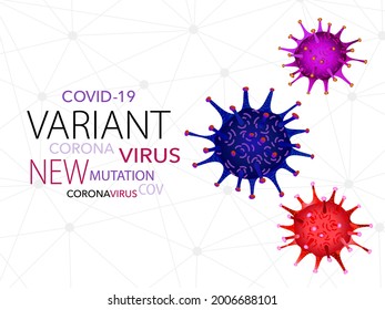 Covid 19, Pandemic Coronavirus Mutation, Variant Concept, Virus Icon Symbol, Global Warning.  Covid-19 Vector Illustration Background