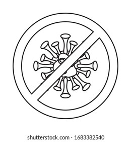 covid 19 particle pandemic with denied symbol vector illustration design