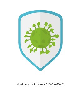Covid 19 partícula en el icono de pantalla plana. Ilustración colorida de la partícula del coronavirus. Vector.