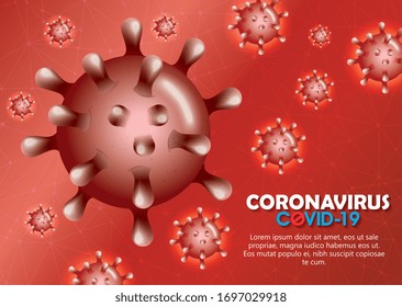 covid 19 particles and lettering of campaign background vector illustration design