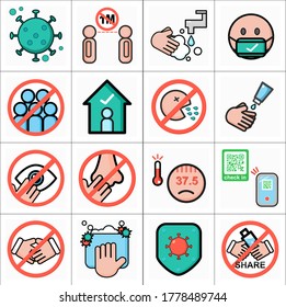 Covid 19 prevention Do and Dont Vector icon flat design.