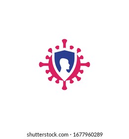 COVID -19 protection  logo vector template illustration