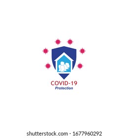 COVID -19 protection  logo vector template illustration
