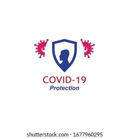 COVID -19 protection  logo vector template illustration