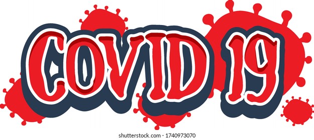 Covid 19 sign template in red color illustration