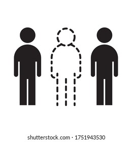 covid 19 social distancing in the public place during coronavirus, outbreak spreading vector illustration silhouette style icon