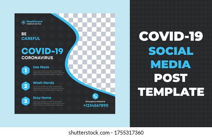 COVID -19 diseño de publicaciones en medios sociales diseño de publicaciones en medios sociales modernos y creativos diseño de publicaciones atención médica de salud plantilla de medios sociales