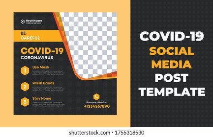 COVID -19 Social Media Post Design  Modern And Creative Social Media Post  Design Medical Health Care Social Media Template