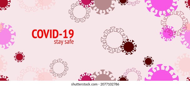 Covid 19 Stay Save nCoV Vector Banner. Flat Cartoon Coronavirus Medical Poster. Seamless Corona Virus Texture. Covid 19 Stay Save nCoV Vector Banner. Virus Protection Flat Corona Web Page.