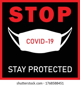 COVID 19 STOP SIGN VEKTORBORD STICKER POSTER MIT BLEIBENGESCHÜTZTEN INHALTEN.