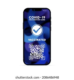 Covid 19 Vaccination Card Icon. Online Sertificate On The Phone Screen. Vaccine Passport. Vector EPS 10. Isolated On White Background.