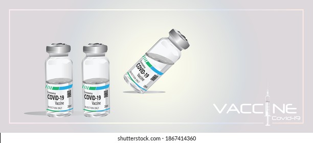 covid 19 Vaccine with Bottle realistic design vector illustration 