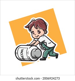 Covid -19 Vaccine Cute Vector Illustration