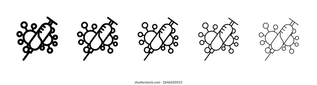 Ícone de vacina contra a Covid 19 logotipo simples de contorno simples