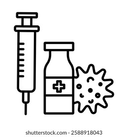 Covid 19 vaccine icon Outline vector symbol sign